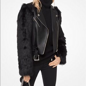 Michael Kors lamb leather jacket fur sleeves